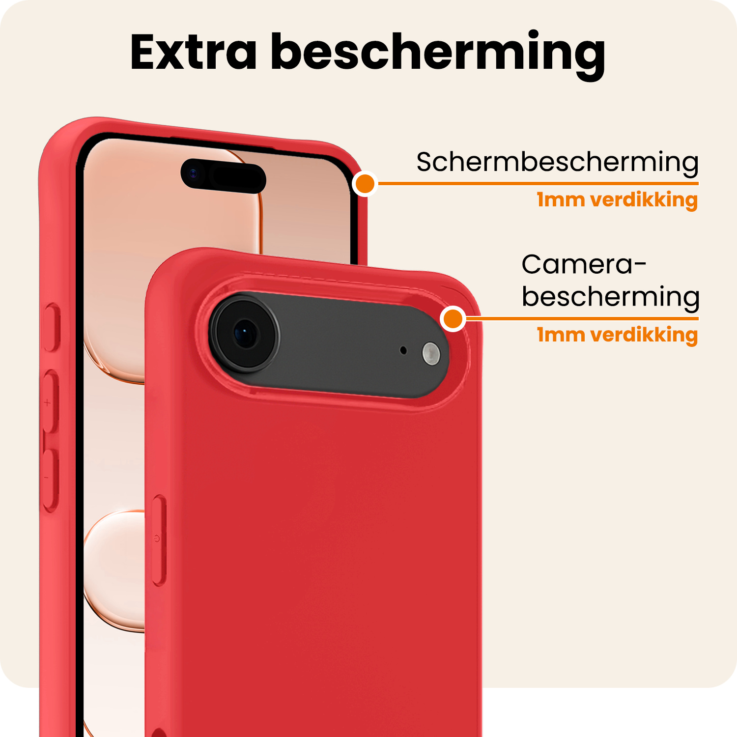 Nomfy Nomfy iPhone Air Hoesje Siliconen Met Screenprotector Met Dichte Notch - Rood