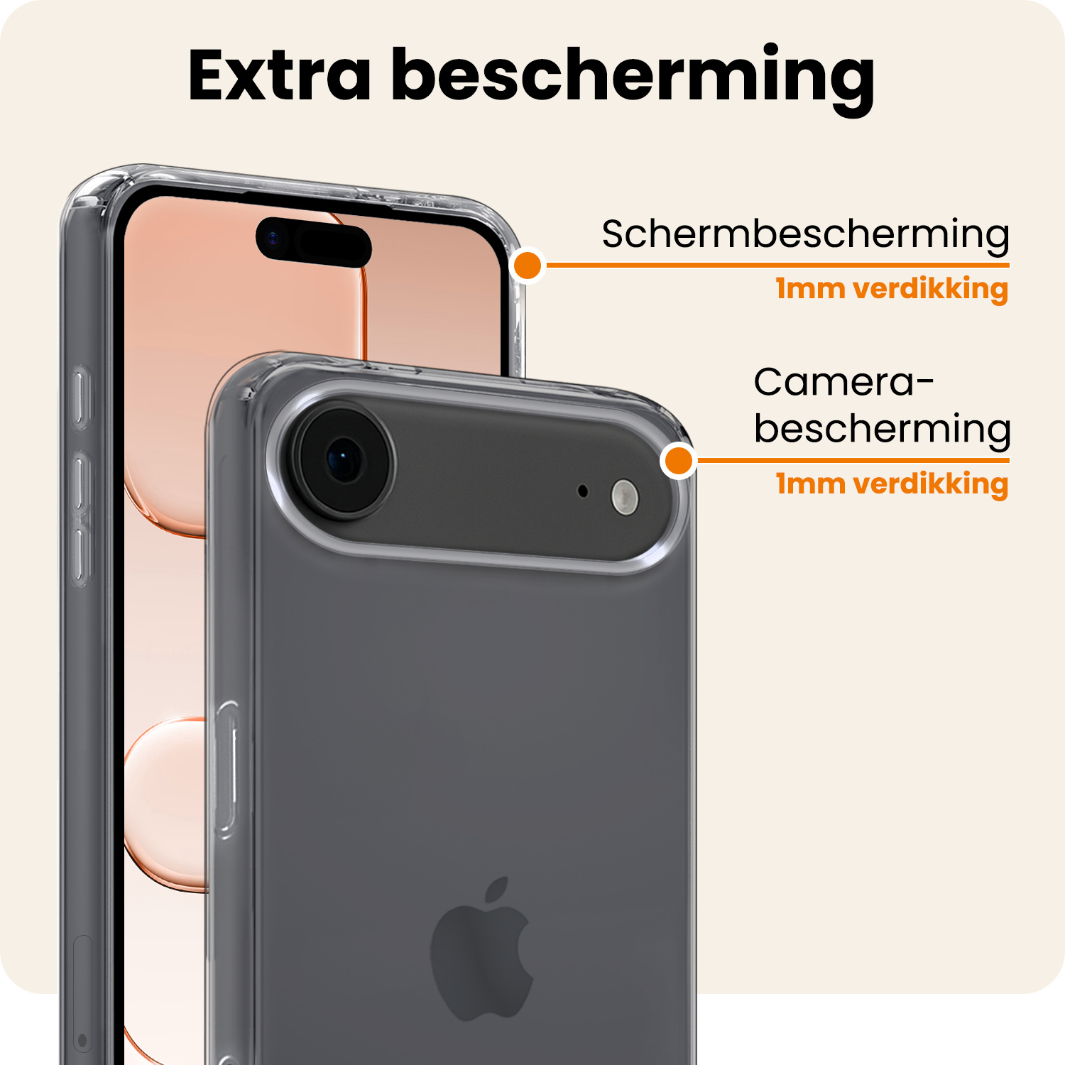 Nomfy Nomfy iPhone Air Hoesje Siliconen Met Screenprotector Met Dichte Notch - Transparant