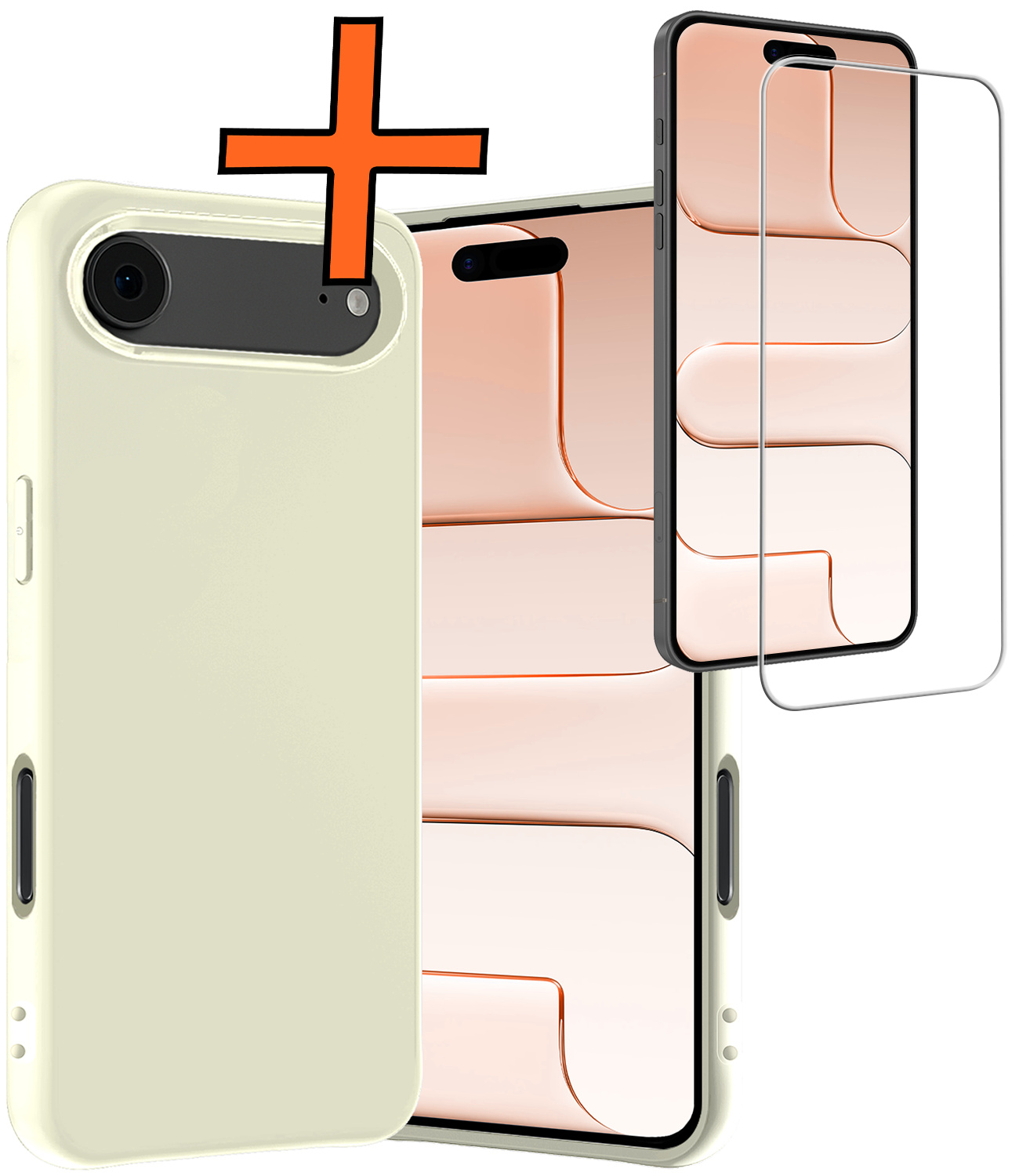 Nomfy Nomfy iPhone Air Hoesje Siliconen Met Screenprotector Met Dichte Notch - Wit