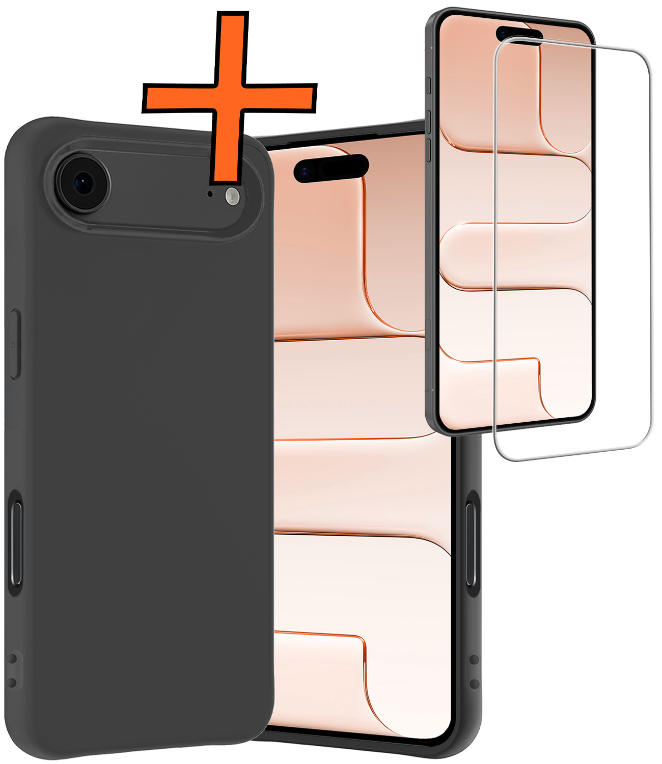 Nomfy Nomfy iPhone Air Hoesje Siliconen Met Screenprotector Met Dichte Notch - Zwart