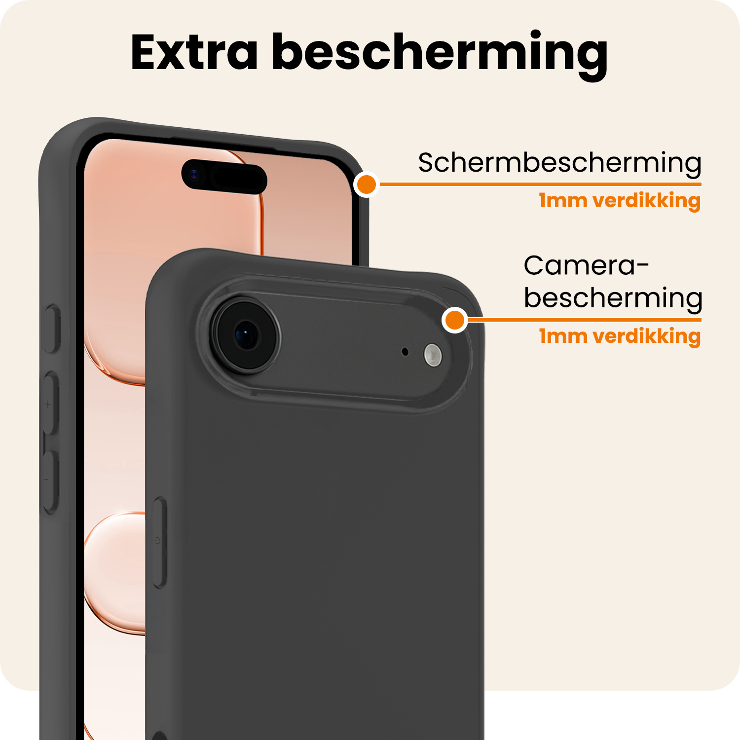 Nomfy Nomfy iPhone Air Hoesje Siliconen Met Screenprotector Met Dichte Notch - Zwart