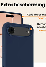 Nomfy Nomfy iPhone Air Hoesje Siliconen Met 2x Screenprotector Met Dichte Notch - Donkerblauw