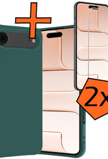 Nomfy Nomfy iPhone Air Hoesje Siliconen Met 2x Screenprotector Met Dichte Notch - Donkergroen