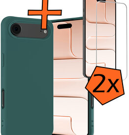 Nomfy Nomfy iPhone Air Hoesje Siliconen Met 2x Screenprotector Met Dichte Notch - Donkergroen