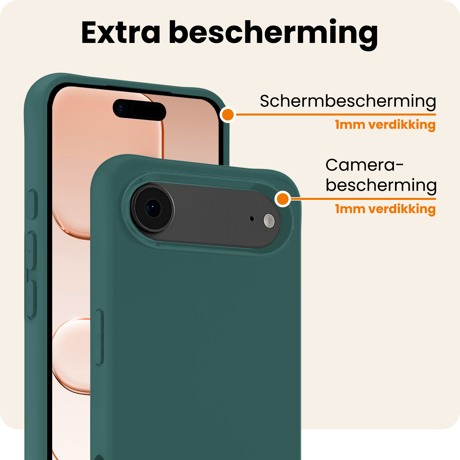 Nomfy Nomfy iPhone Air Hoesje Siliconen Met 2x Screenprotector Met Dichte Notch - Donkergroen
