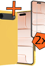 Nomfy Nomfy iPhone Air Hoesje Siliconen Met 2x Screenprotector Met Dichte Notch - Geel