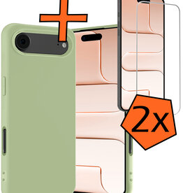 Nomfy Nomfy iPhone Air Hoesje Siliconen Met 2x Screenprotector Met Dichte Notch - Groen