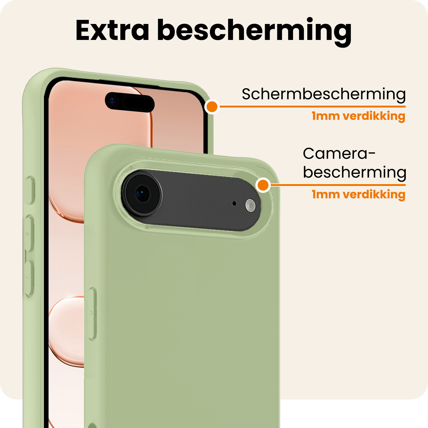 Nomfy Nomfy iPhone Air Hoesje Siliconen Met 2x Screenprotector Met Dichte Notch - Groen