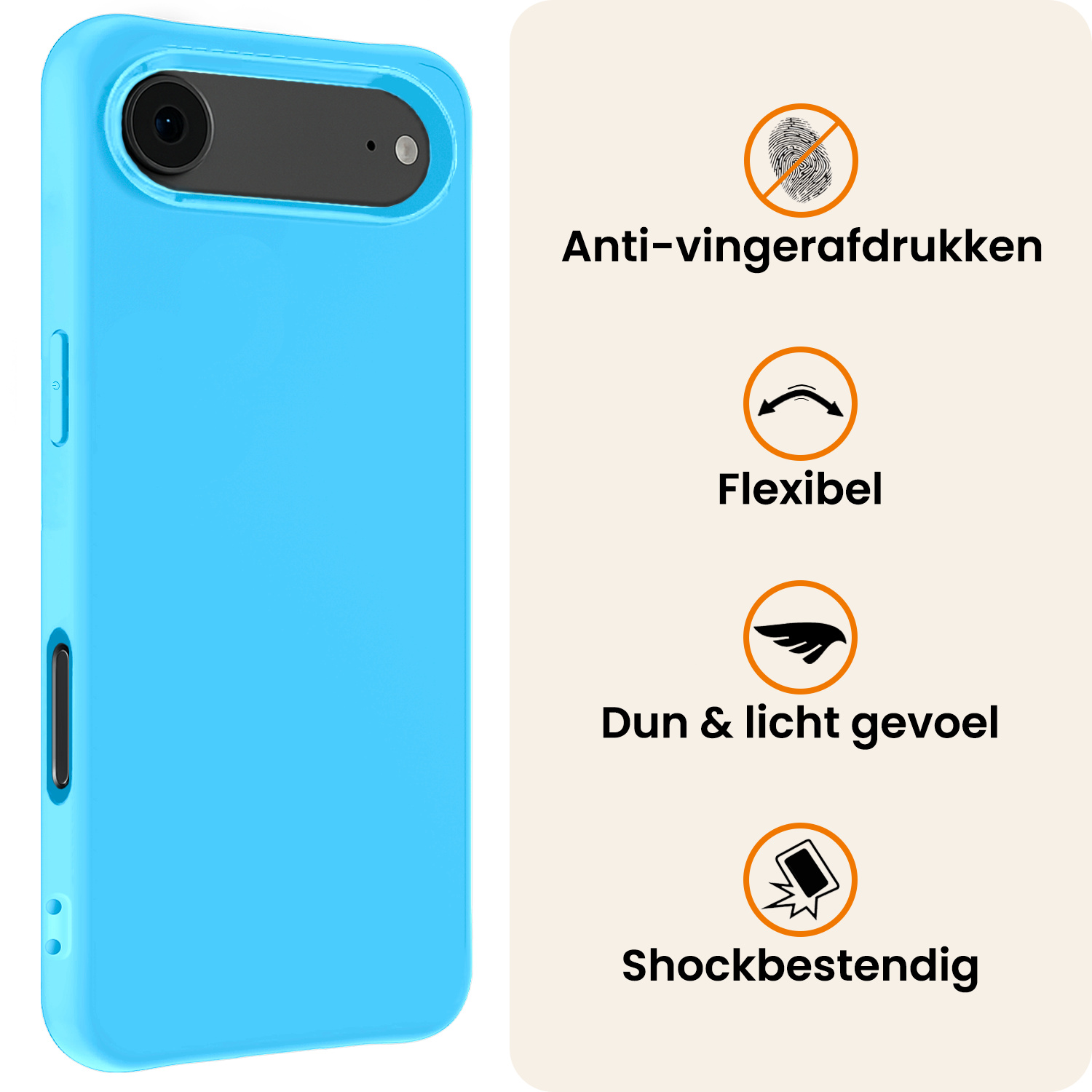 Nomfy Nomfy iPhone Air Hoesje Siliconen Met 2x Screenprotector Met Dichte Notch - Lichtblauw
