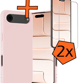 Nomfy Nomfy iPhone Air Hoesje Siliconen Met 2x Screenprotector Met Dichte Notch - Lichtroze