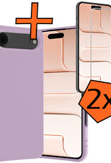 Nomfy Nomfy iPhone Air Hoesje Siliconen Met 2x Screenprotector Met Dichte Notch - Lila