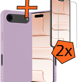 Nomfy Nomfy iPhone Air Hoesje Siliconen Met 2x Screenprotector Met Dichte Notch - Lila