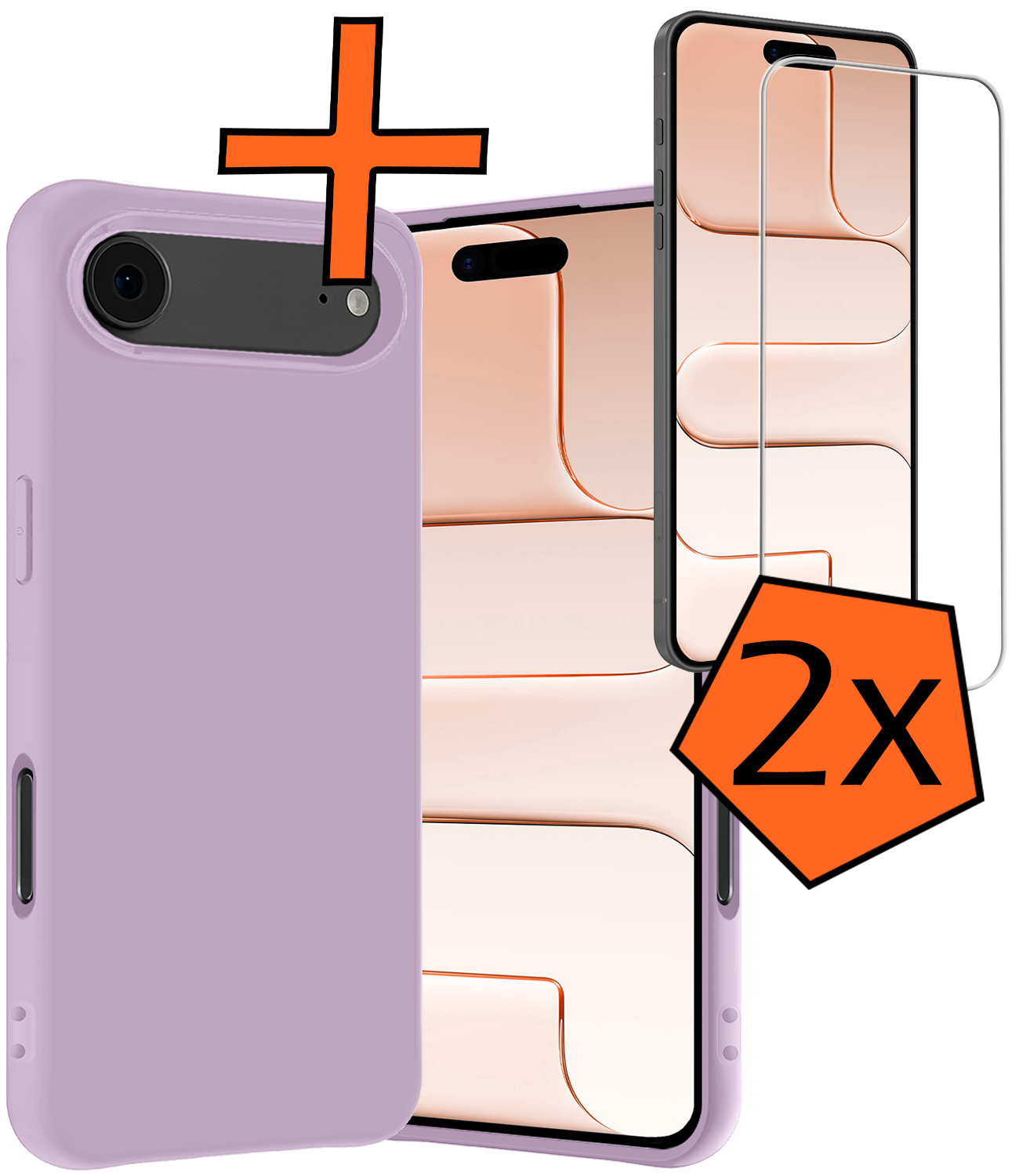 Nomfy Nomfy iPhone Air Hoesje Siliconen Met 2x Screenprotector Met Dichte Notch - Lila