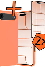 Nomfy Nomfy iPhone Air Hoesje Siliconen Met 2x Screenprotector Met Dichte Notch - Perzik