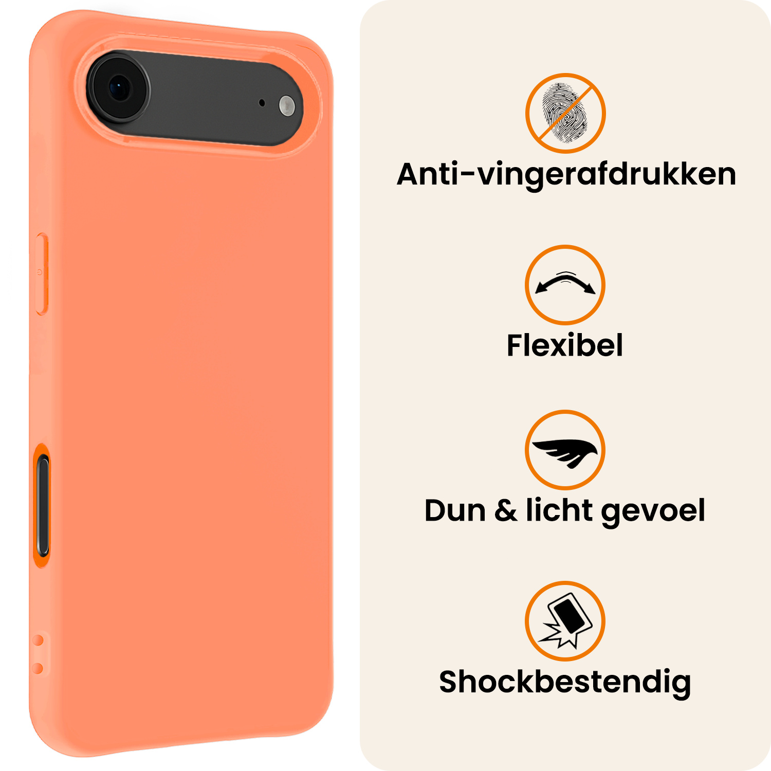 Nomfy Nomfy iPhone Air Hoesje Siliconen Met 2x Screenprotector Met Dichte Notch - Perzik