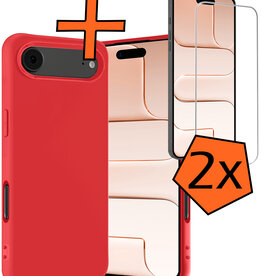 Nomfy Nomfy iPhone Air Hoesje Siliconen Met 2x Screenprotector Met Dichte Notch - Rood