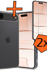 Nomfy Nomfy iPhone Air Hoesje Siliconen Met 2x Screenprotector Met Dichte Notch - Transparant