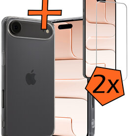 Nomfy Nomfy iPhone Air Hoesje Siliconen Met 2x Screenprotector Met Dichte Notch - Transparant