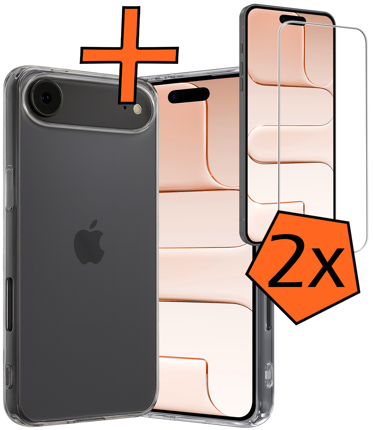 Nomfy Nomfy iPhone Air Hoesje Siliconen Met 2x Screenprotector Met Dichte Notch - Transparant