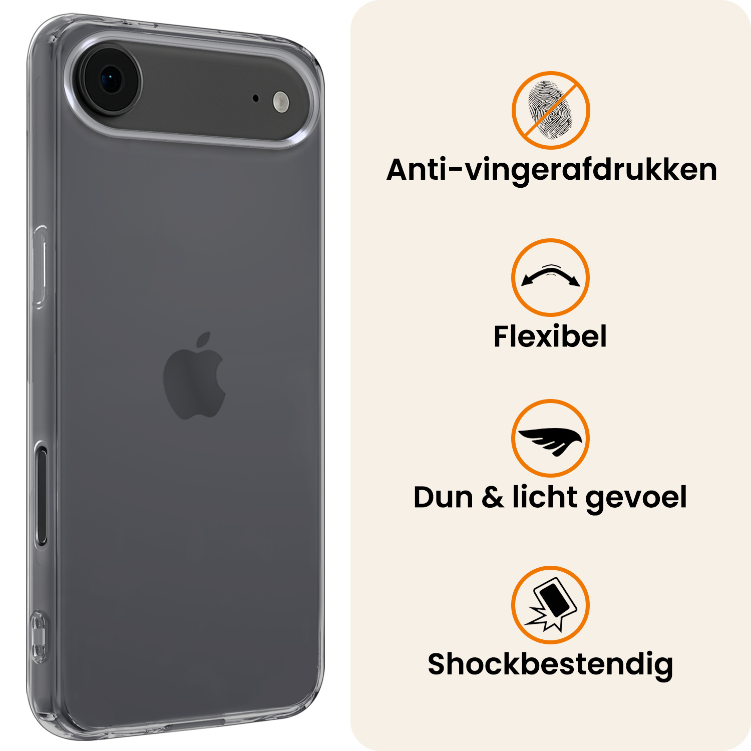 Nomfy Nomfy iPhone Air Hoesje Siliconen Met 2x Screenprotector Met Dichte Notch - Transparant