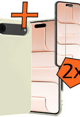 Nomfy Nomfy iPhone Air Hoesje Siliconen Met 2x Screenprotector Met Dichte Notch - Wit