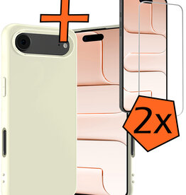 Nomfy Nomfy iPhone Air Hoesje Siliconen Met 2x Screenprotector Met Dichte Notch - Wit