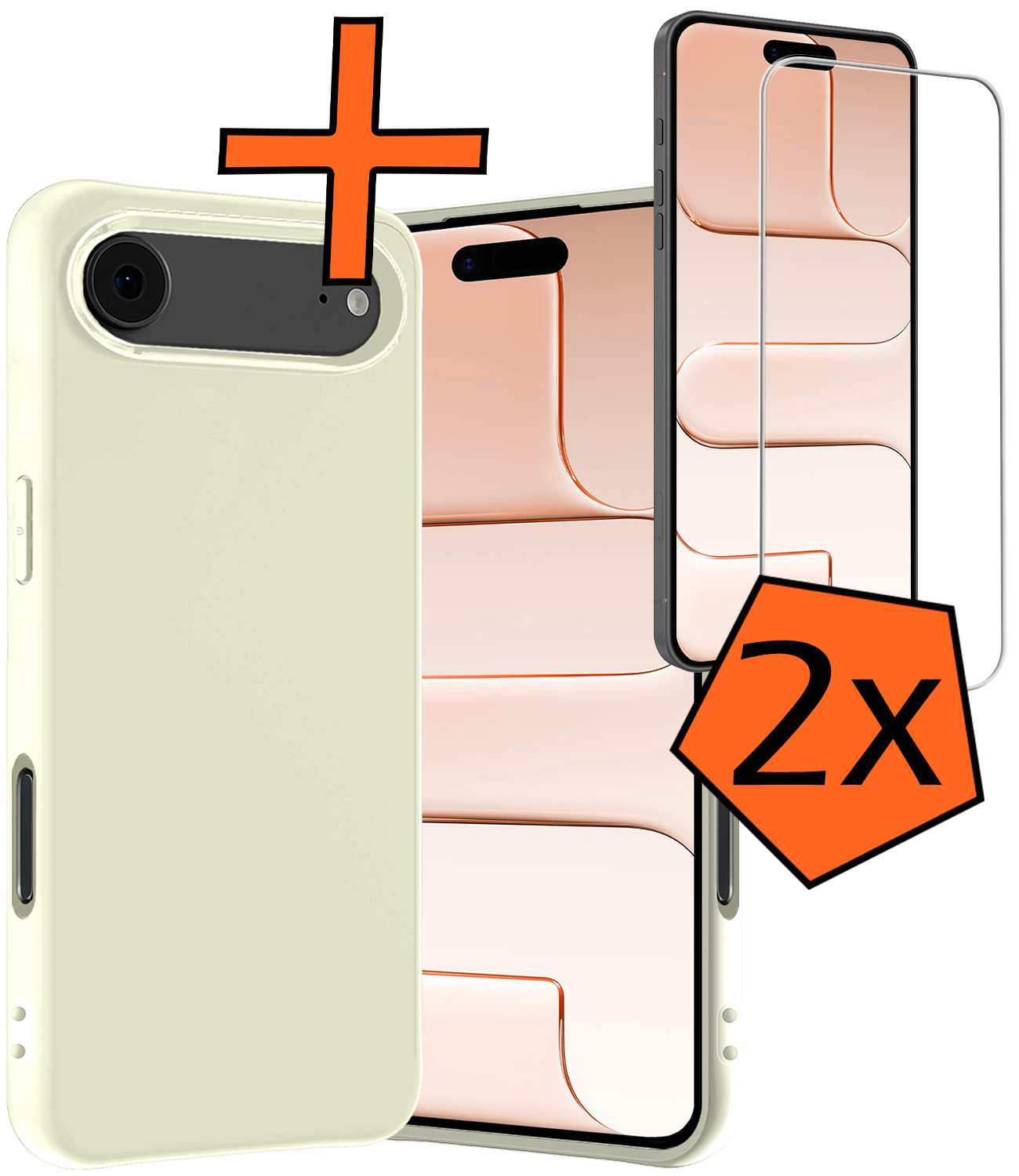 Nomfy Nomfy iPhone Air Hoesje Siliconen Met 2x Screenprotector Met Dichte Notch - Wit