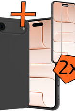 Nomfy Nomfy iPhone Air Hoesje Siliconen Met 2x Screenprotector Met Dichte Notch - Zwart