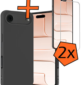 Nomfy Nomfy iPhone Air Hoesje Siliconen Met 2x Screenprotector Met Dichte Notch - Zwart