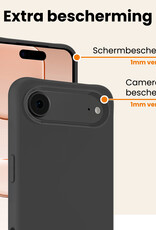 Nomfy Nomfy iPhone Air Hoesje Siliconen Met 2x Screenprotector Met Dichte Notch - Zwart