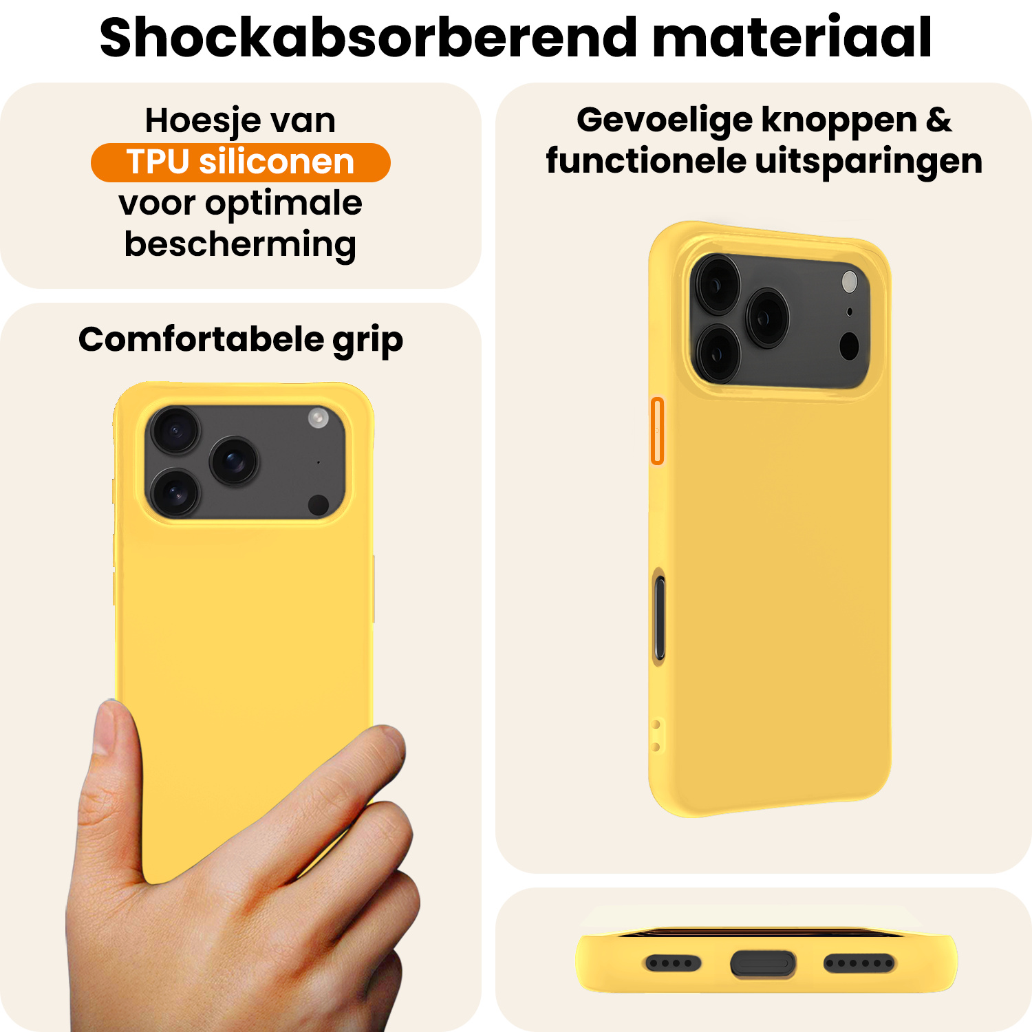 Nomfy Nomfy iPhone 17 Pro Hoesje Siliconen - Geel