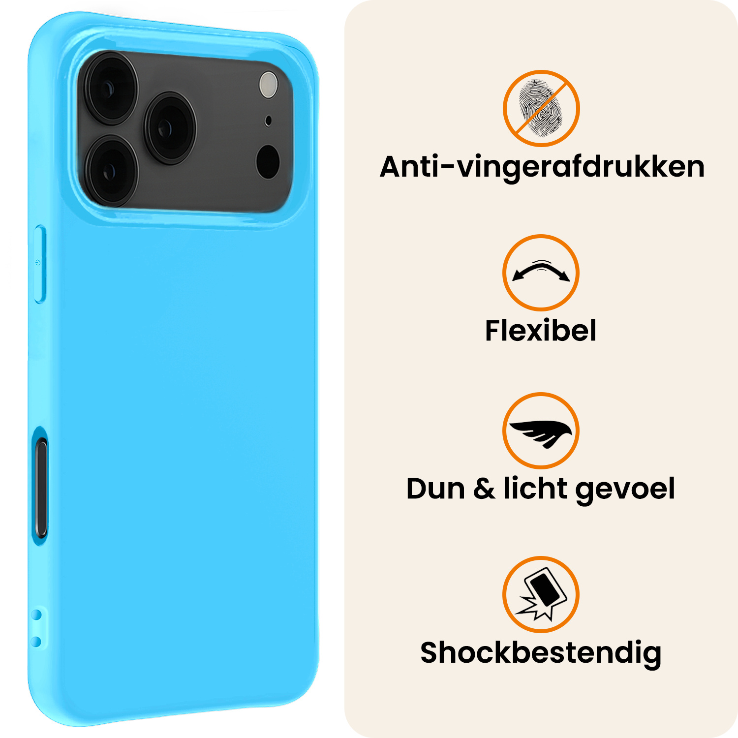 Nomfy Nomfy iPhone 17 Pro Hoesje Siliconen - Lichtblauw