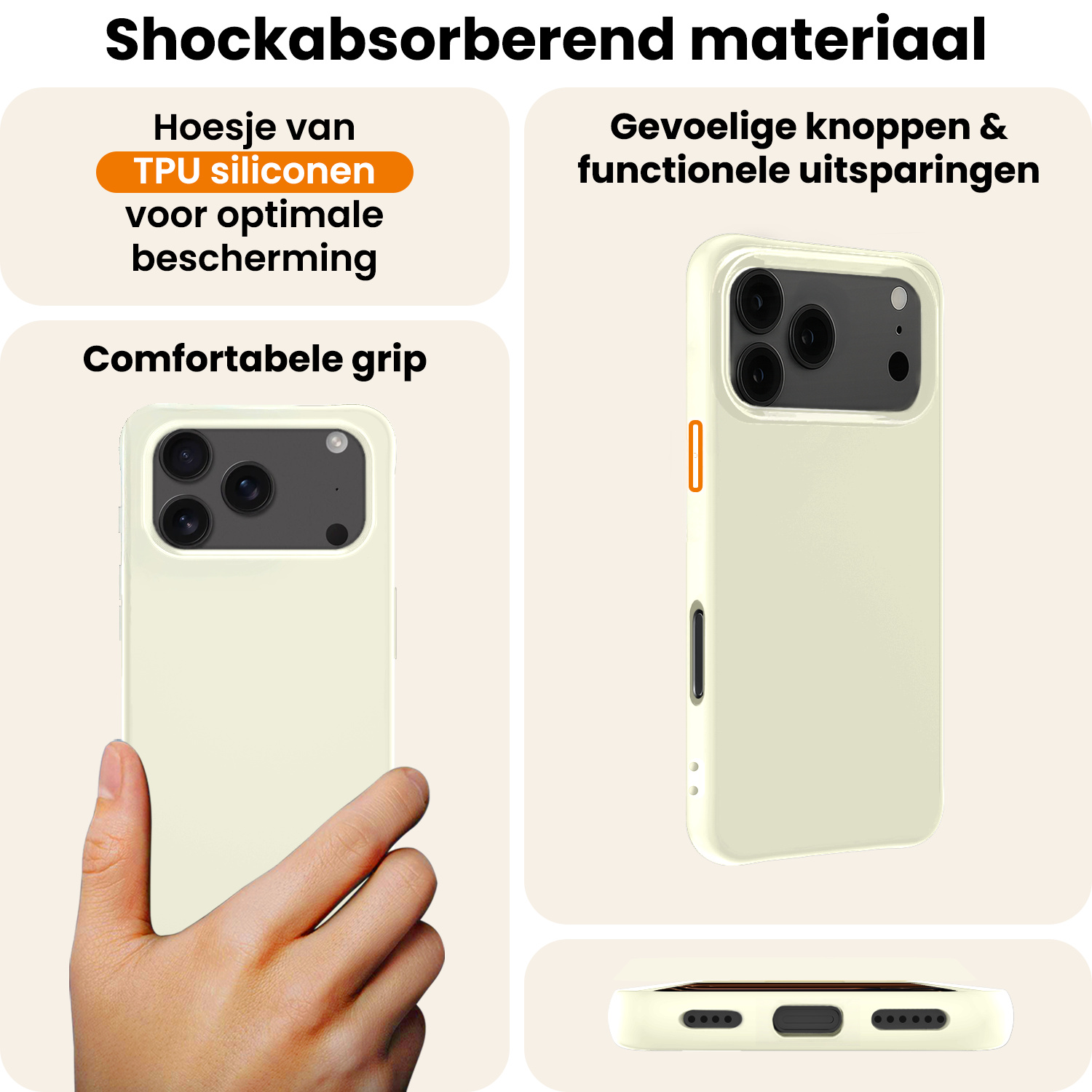 Nomfy Nomfy iPhone 17 Pro Hoesje Siliconen - Wit