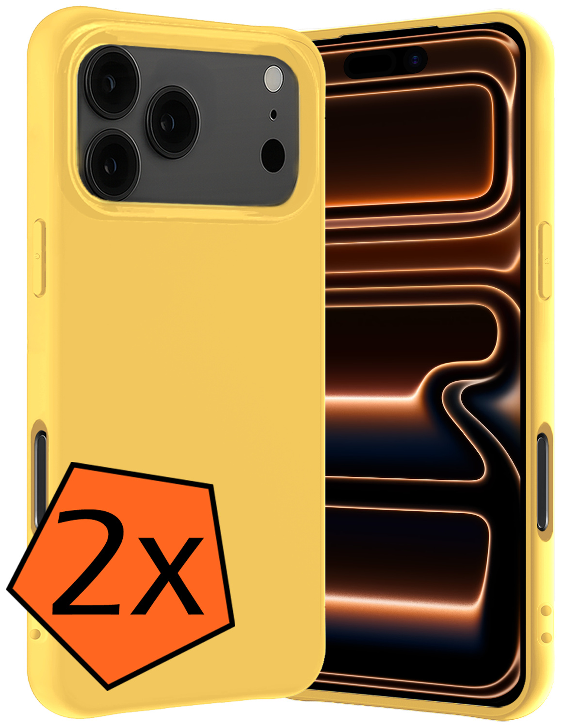 Nomfy Nomfy iPhone 17 Pro Hoesje Siliconen - Geel - 2 PACK