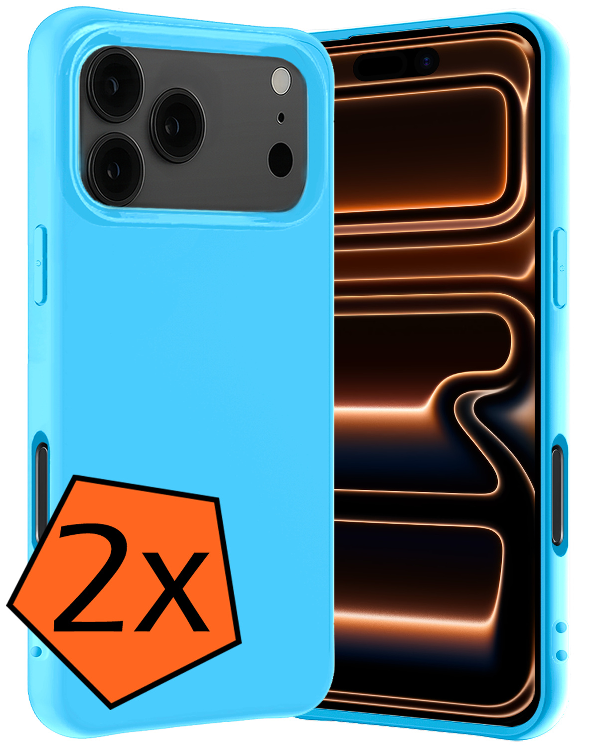 Nomfy Nomfy iPhone 17 Pro Hoesje Siliconen - Lichtblauw - 2 PACK