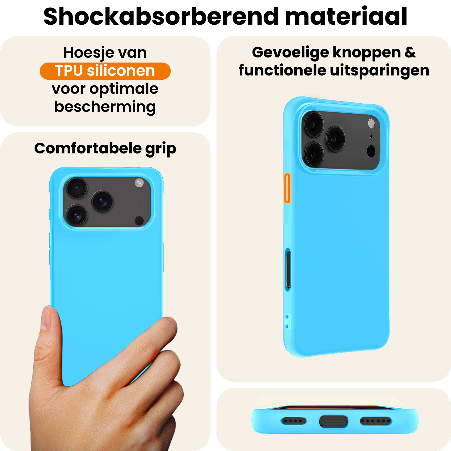 Nomfy Nomfy iPhone 17 Pro Hoesje Siliconen - Lichtblauw - 2 PACK