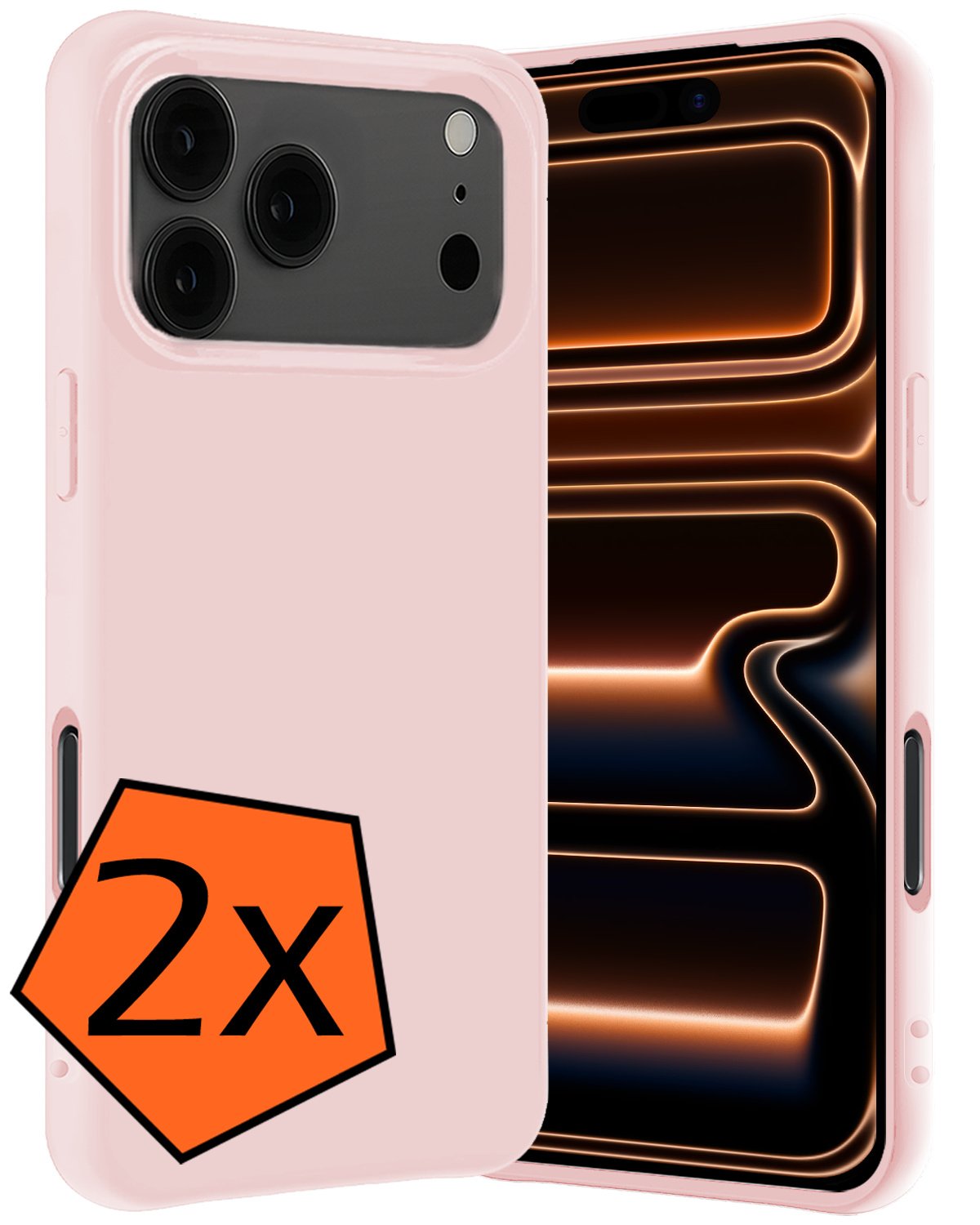 Nomfy Nomfy iPhone 17 Pro Hoesje Siliconen - Lichtroze - 2 PACK