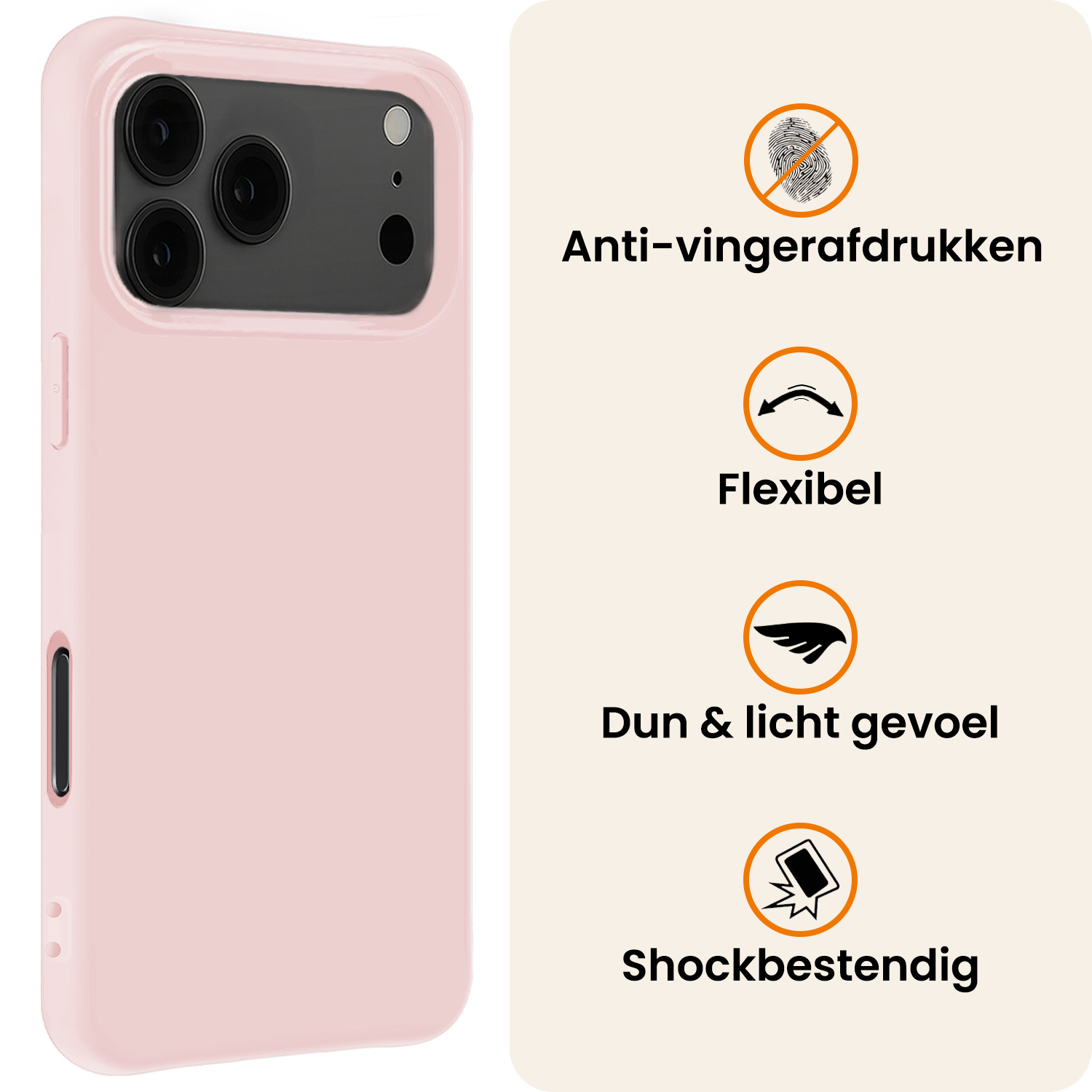 Nomfy Nomfy iPhone 17 Pro Hoesje Siliconen - Lichtroze - 2 PACK