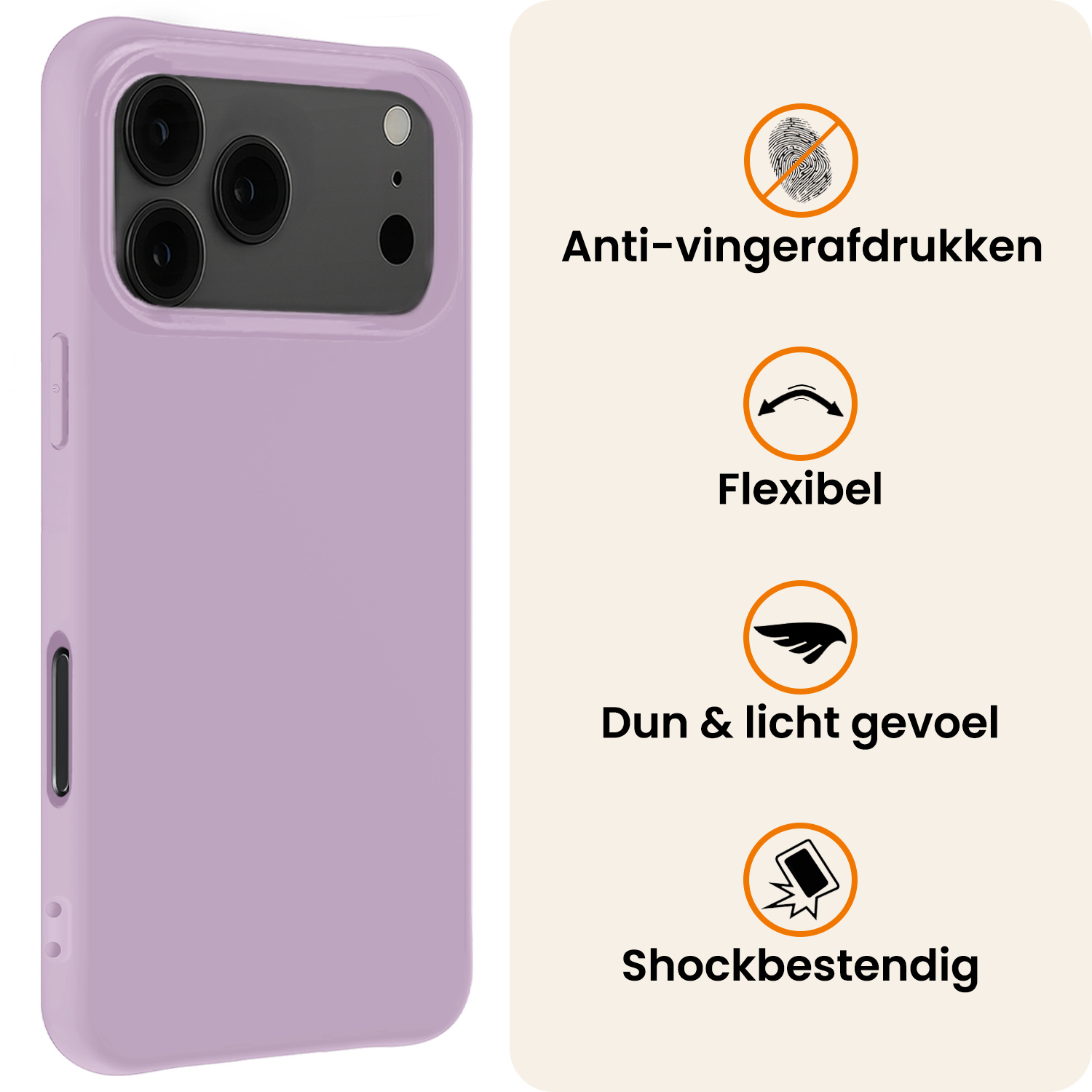 Nomfy Nomfy iPhone 17 Pro Hoesje Siliconen - Lila - 2 PACK