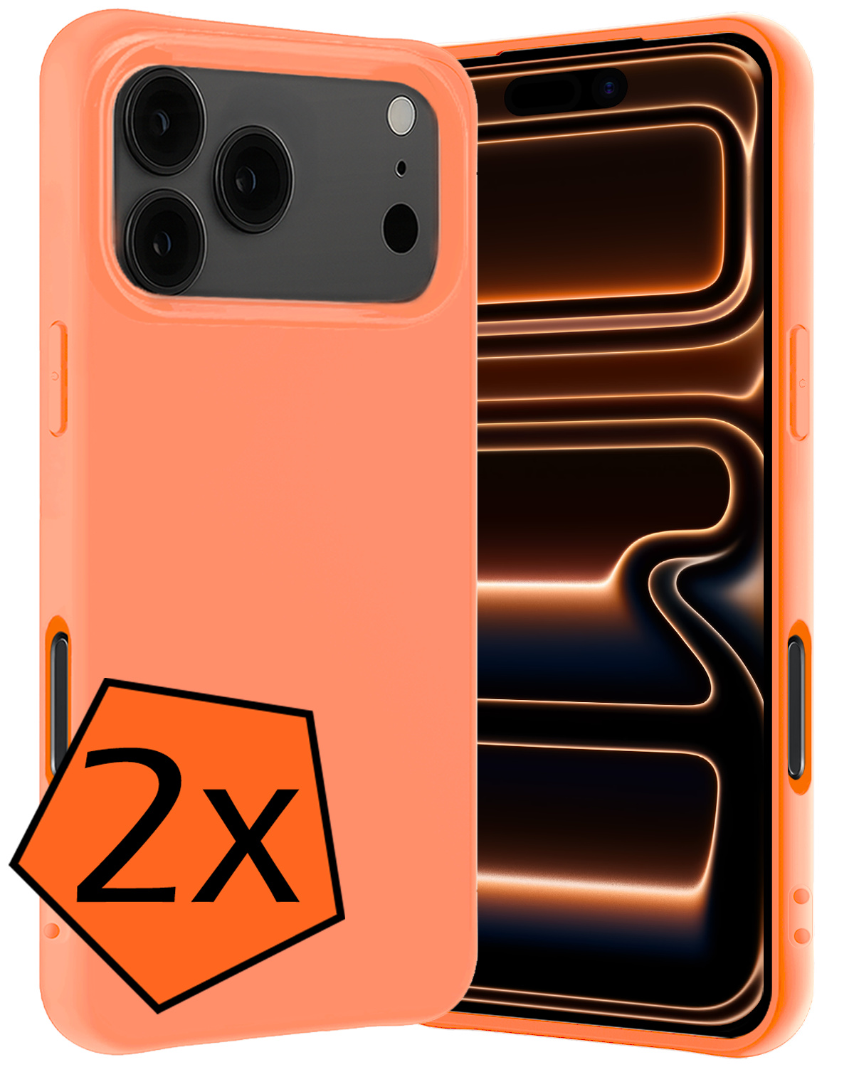 Nomfy Nomfy iPhone 17 Pro Hoesje Siliconen - Perzik - 2 PACK