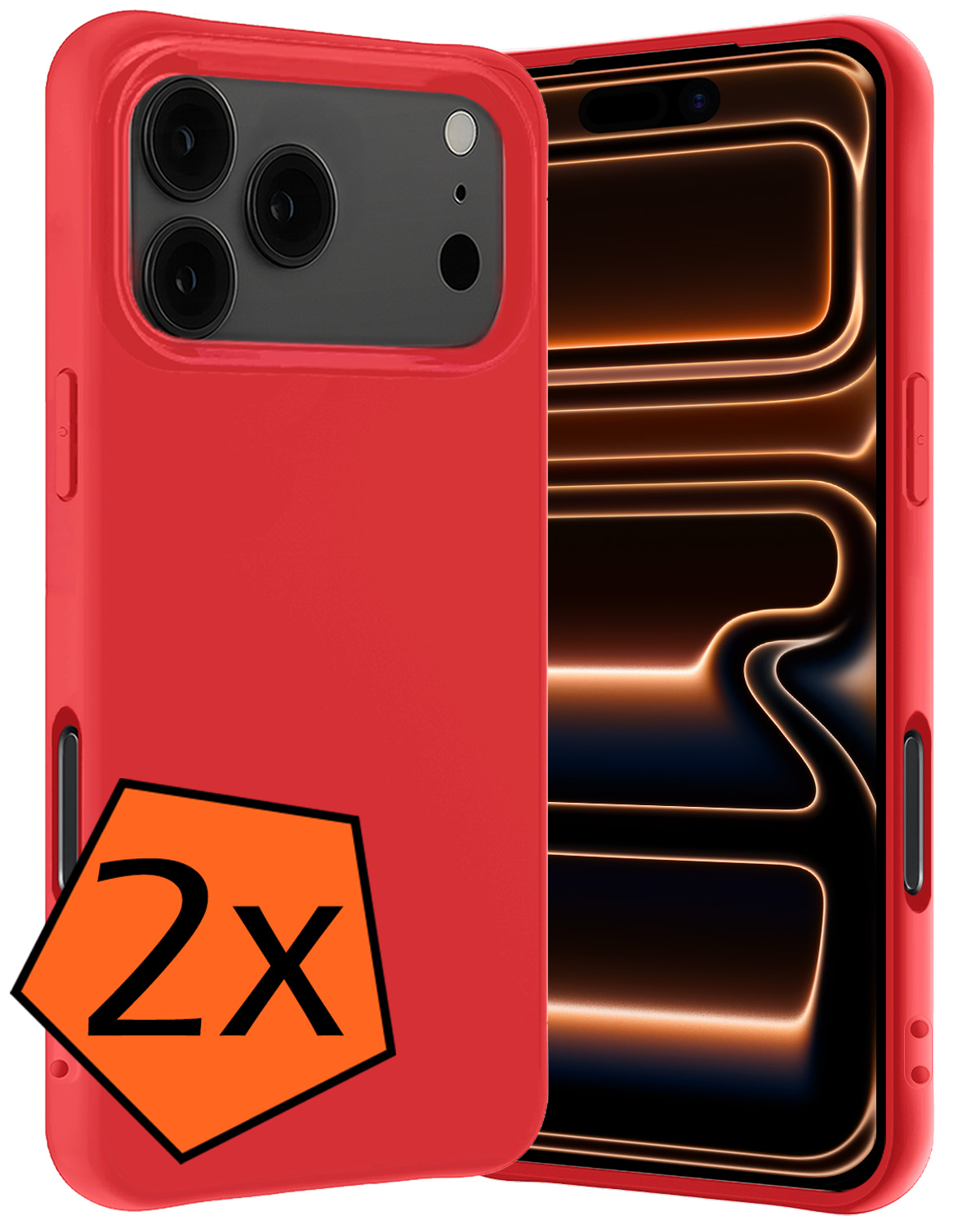 Nomfy Nomfy iPhone 17 Pro Hoesje Siliconen - Rood - 2 PACK