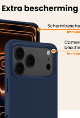 Nomfy Nomfy iPhone 17 Pro Hoesje Siliconen Met Screenprotector Met Dichte Notch - Donkerblauw