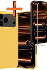 Nomfy Nomfy iPhone 17 Pro Hoesje Siliconen Met Screenprotector Met Dichte Notch - Geel