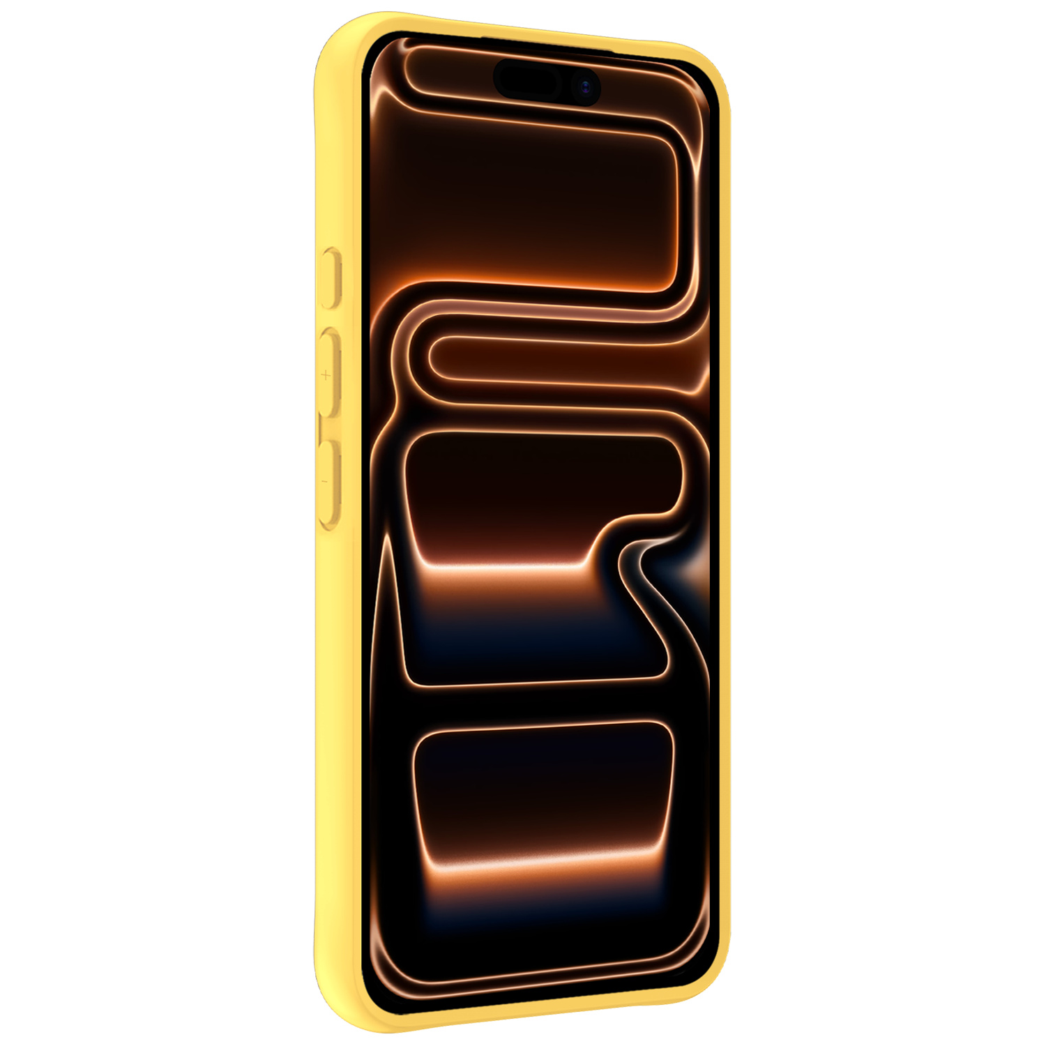 Nomfy Nomfy iPhone 17 Pro Hoesje Siliconen Met Screenprotector Met Dichte Notch - Geel