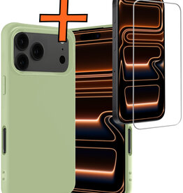 Nomfy Nomfy iPhone 17 Pro Hoesje Siliconen Met Screenprotector Met Dichte Notch - Groen