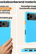 Nomfy Nomfy iPhone 17 Pro Hoesje Siliconen Met Screenprotector Met Dichte Notch - Lichtblauw