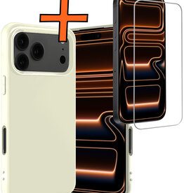 Nomfy Nomfy iPhone 17 Pro Hoesje Siliconen Met Screenprotector Met Dichte Notch - Wit