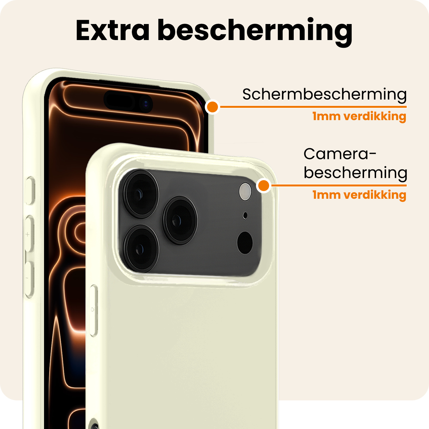 Nomfy Nomfy iPhone 17 Pro Hoesje Siliconen Met Screenprotector Met Dichte Notch - Wit