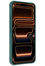 Nomfy Nomfy iPhone 17 Pro Hoesje Siliconen Met 2x Screenprotector Met Dichte Notch - Donkergroen