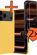 Nomfy Nomfy iPhone 17 Pro Hoesje Siliconen Met 2x Screenprotector Met Dichte Notch - Geel